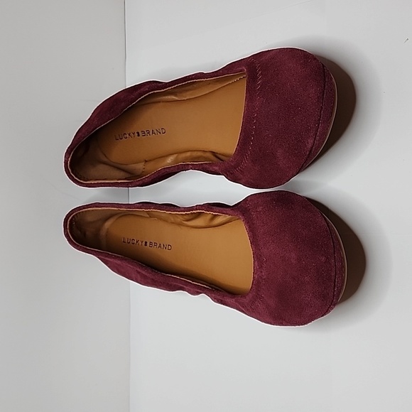 Lucky Brand Shoes - LUCKY Brand Emmie Suede Burgundy Round Toe Scrunch Flats, Size 8.5